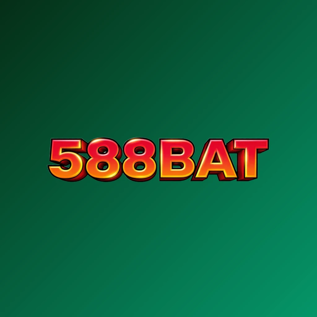 Vibrant 588BAT logo featuring bold heavy typography in bright red, yellow, and orange with a glossy 3D effect, designed as a horizontal rectangular wordmark for a modern and energetic website header